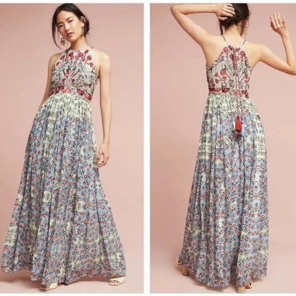Bhanuni By Jyoti Dresses & Skirts - Bhanuni by Jyoti Maxi Dress Women S M Boho Floral Embellished Made in India